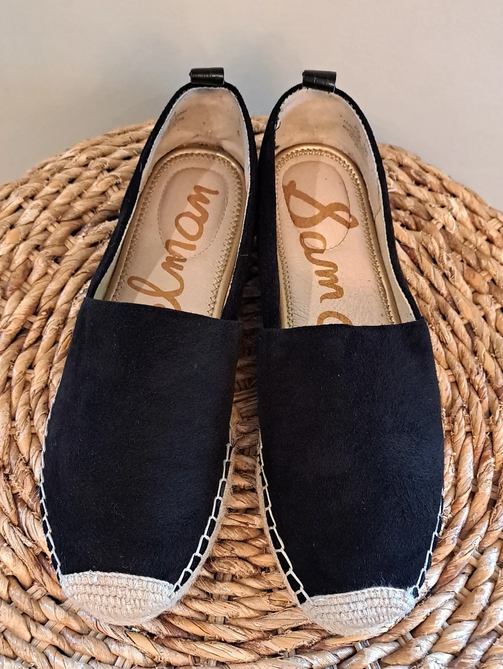 Sam Edelman Womens Khloe Black Suede Preppy/Vacation Espadrille Loafers 7.5